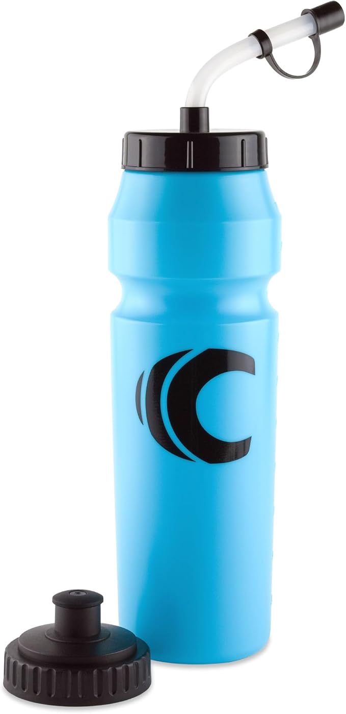 Cannon Sports 1 Liter Sports Water Bottle, BPA-Free, 34 Oz Capacity, Large Mouth, 2 lids (Straw and Squeeze), Great For Helmet Sports Such As Hockey, Lacrosse, Football, Boxing (Light Blue)