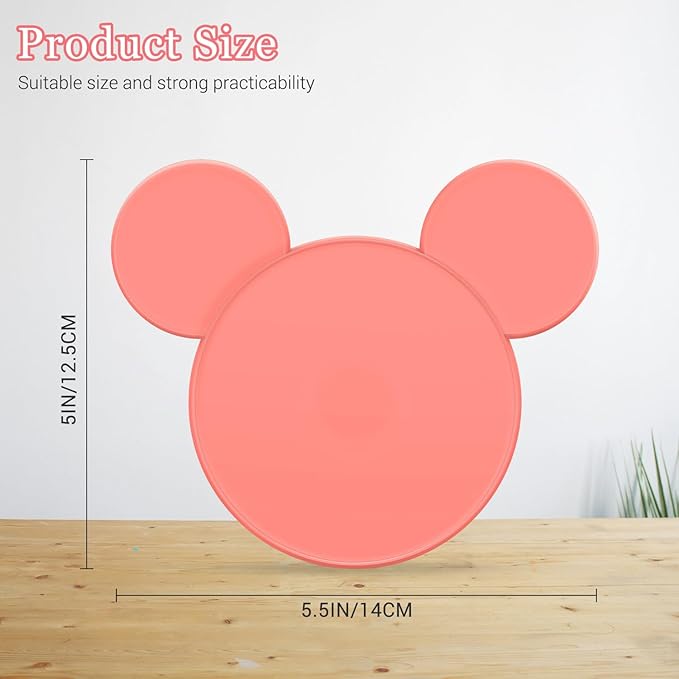 Funny Mouse Ears Coasters Non-Slip Pink Drink Coasters for Bars, Party, Office, Home Decor Tabletop Protection Birthday Wedding Housewarming Easter Gifts Ideas - Set of 4