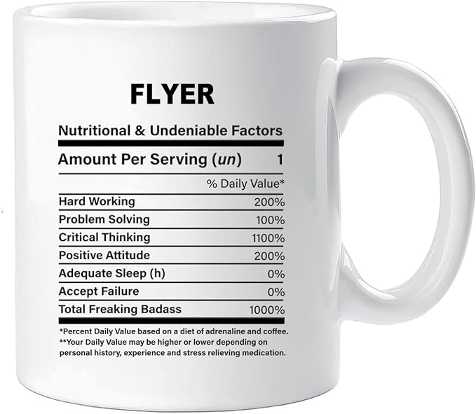 Funny Gift for Flyer, Flyer Nutrition Mug, Best Flyer Gift Ideas, Graduation, Funny Flyer Birthday Mug