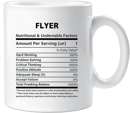 Funny Gift for Flyer, Flyer Nutrition Mug, Best Flyer Gift Ideas, Graduation, Funny Flyer Birthday Mug