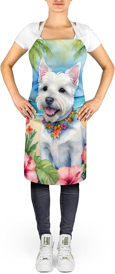 Caroline's Treasures Westie Luau Apron Cooking Kitchen Server Baking Crafts Gardening for Adult Women Men, Unisex, Large, Multicolor