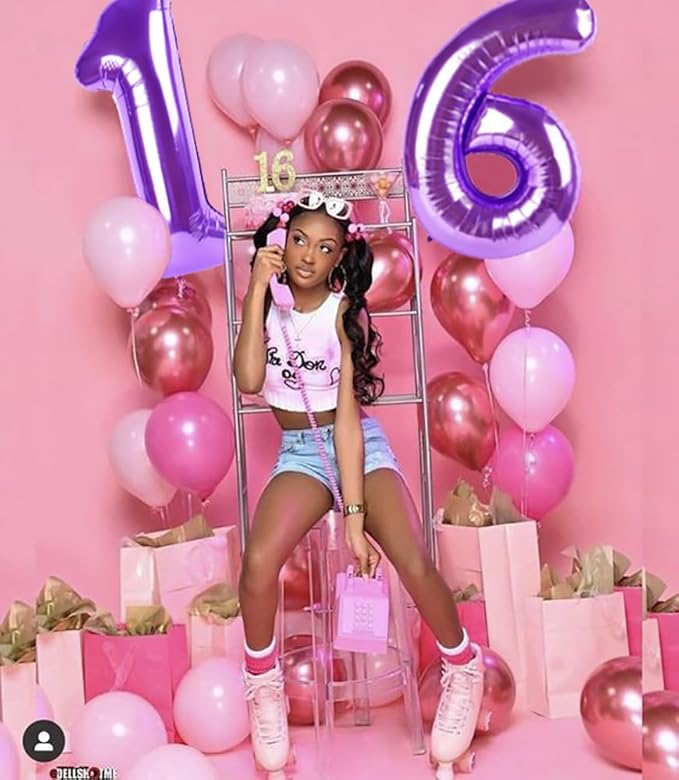Numbers 4 Balloons Purple Party Decorations for Women Men, 40 In Big Four Balloons for Engagement, Wedding, Celebration Party, Graduations, Photo Shoot