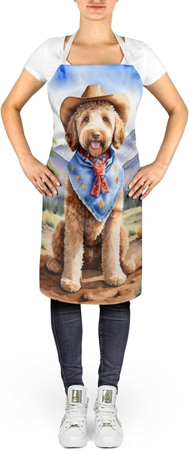 Caroline's Treasures Labradoodle Cowboy Welcome Apron Cooking Kitchen Server Baking Crafts Gardening for Adult Women Men, Unisex, Large, Multicolor