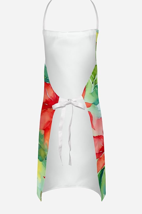 Caroline's Treasures Poinsettias in Watercolor Apron Cooking Kitchen Server Baking Crafts Gardening for Adult Women Men, Unisex, Large, Multicolor