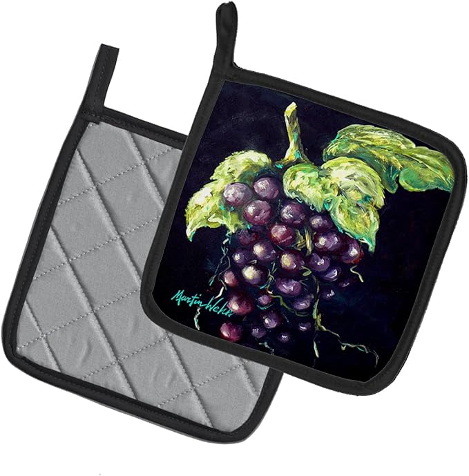 Caroline's Treasures MW1362PTHD Welch's Grapes Pair of Pot Holders Kitchen Heat Resistant Pot Holders Sets Oven Hot Pads for Cooking Baking BBQ, 7 1/2 x 7 1/2