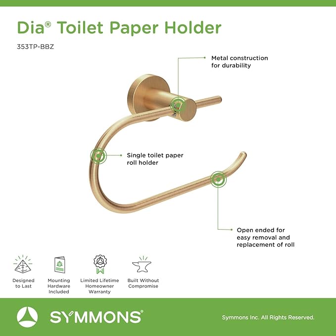 Symmons 353TP-BBZ Dia Wall-Mounted Toilet Paper Holder in Brushed Bronze