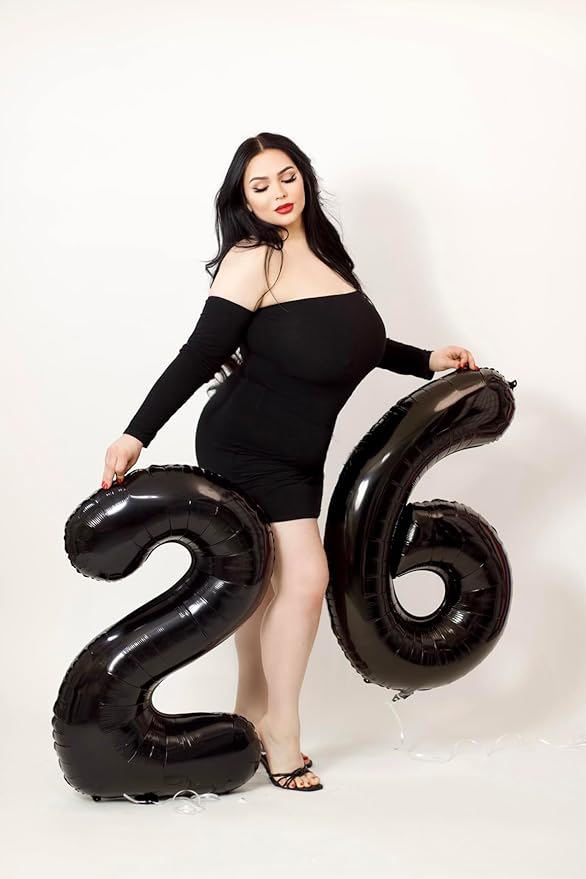 Number 6 Balloons Black Party Decorations for Girl Boys, 40 In Big 6th Balloons for Engagement, Wedding, Celebration Party, Graduations, Photo Shoot