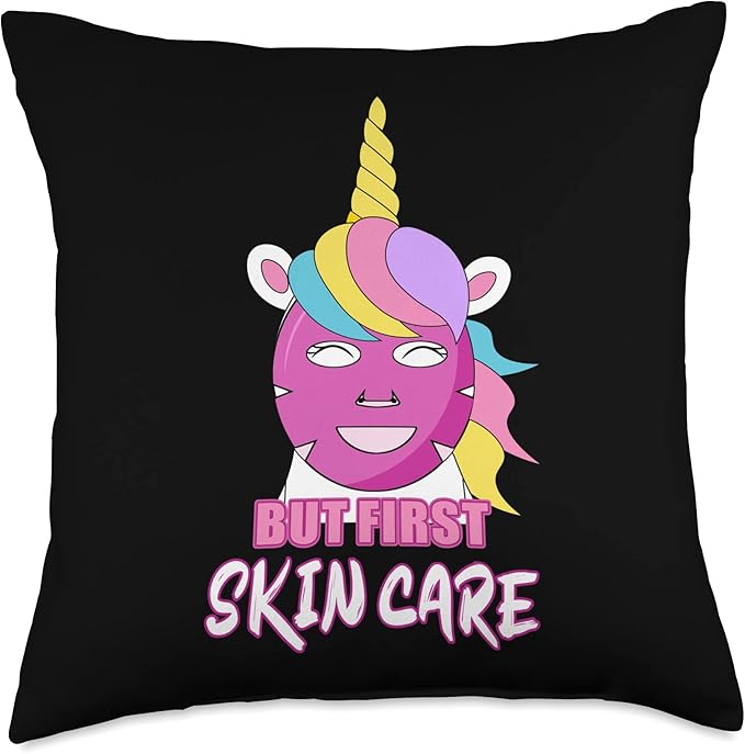 But First Skin Care Beauty Mask Unicorn Sheet Face Mask Throw Pillow