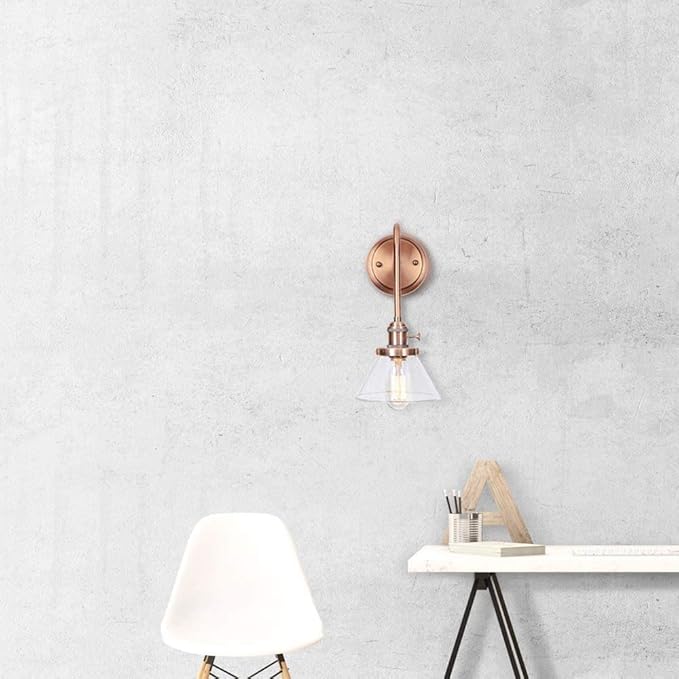 Wall Lamps, Nordic Creative Iron Sconce Lighting with Switch, Clear Glass Lampshade Metal Wall Lights for Bedroom Living Room(Color:A)