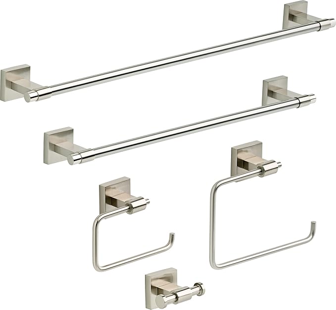 Franklin Brass Maxted (2-Pack) Toilet Paper Holder Satin Nickel Tissue Roll Holder for Bathroom Organization and Storage Euro/Single Post/Hook Toilet Tissue Holder Wall Bathroom Accessories MAX50-SN