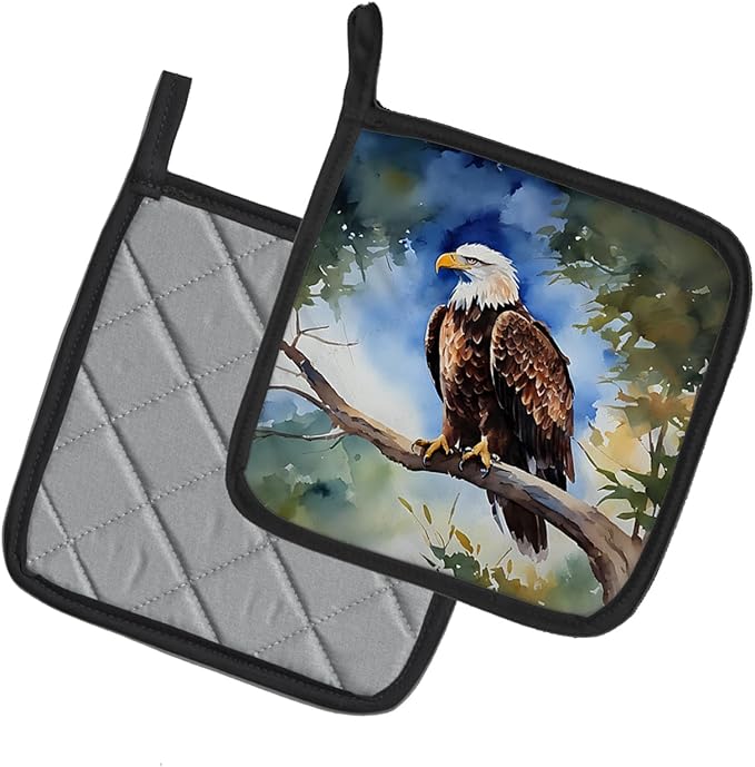 Caroline's Treasures Eagle Pair of Pot Holders Kitchen Heat Resistant Pot Holders Sets Oven Hot Pads for Cooking Baking BBQ, 7 1/2 x 7 1/2