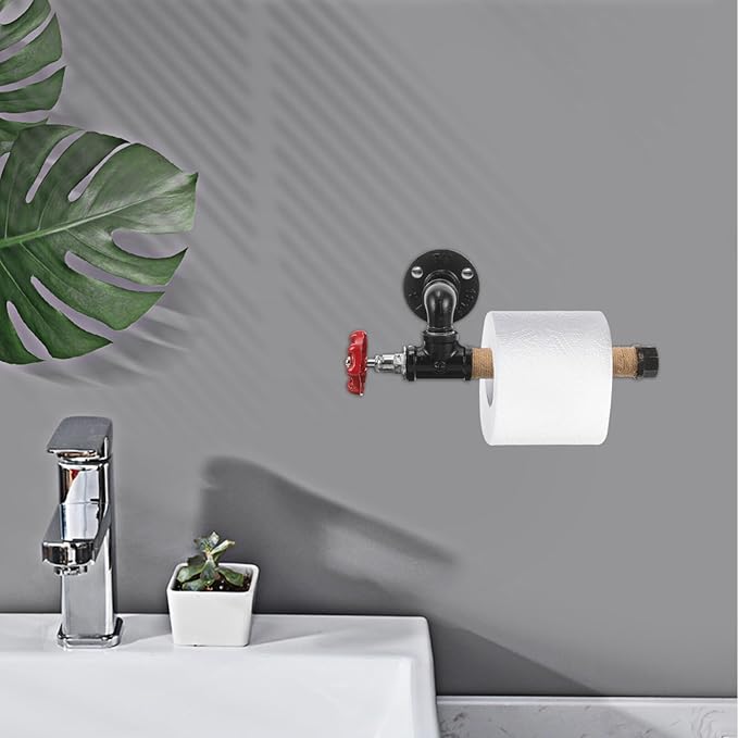 Angoily Wall Mount Paper Towel Holder Rustic Industrial Style Kitchen Towel Dispenser Sturdy Design Versatile Storage for Bathroom and Kitchen Easy Assembly Decor