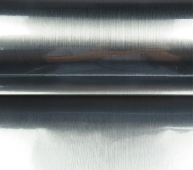 Redodeco Adhesive Metal Look Paper Metallic Peel Stick Paper Film Vinyl Waterproof Anti Greasy Gloss Shelf Liner Sticker for Kitchen Backsplash Dishwasher,15.8inch by 79inch