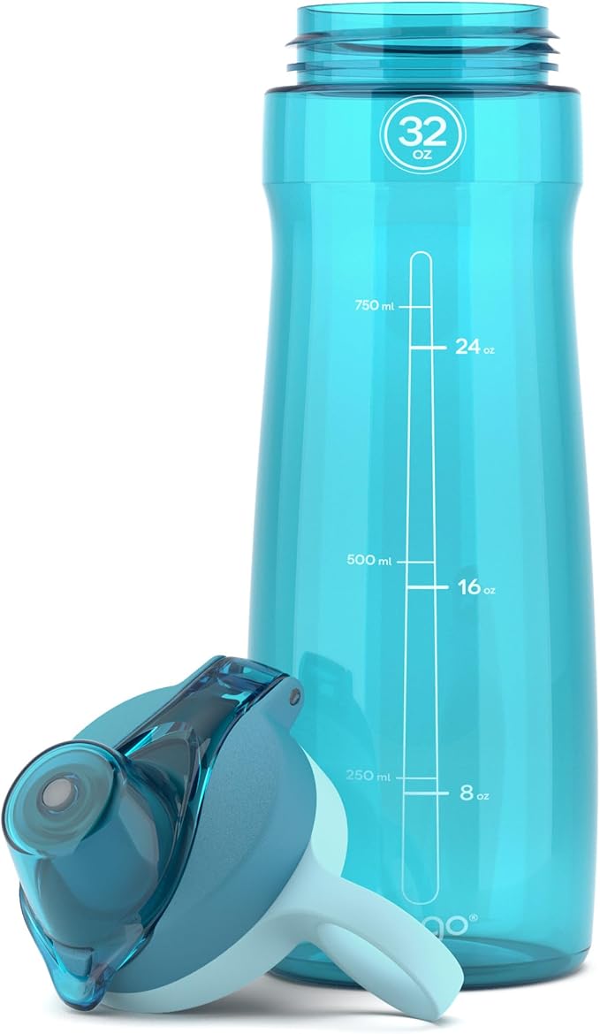 Pogo Plastic Water Bottle with Chug Lid and Carry Handle, Reusable, BPA Free, Dishwasher Safe, Perfect for Travel, School, Outdoors, and Gym | 18oz, 32oz, 40oz, 64oz