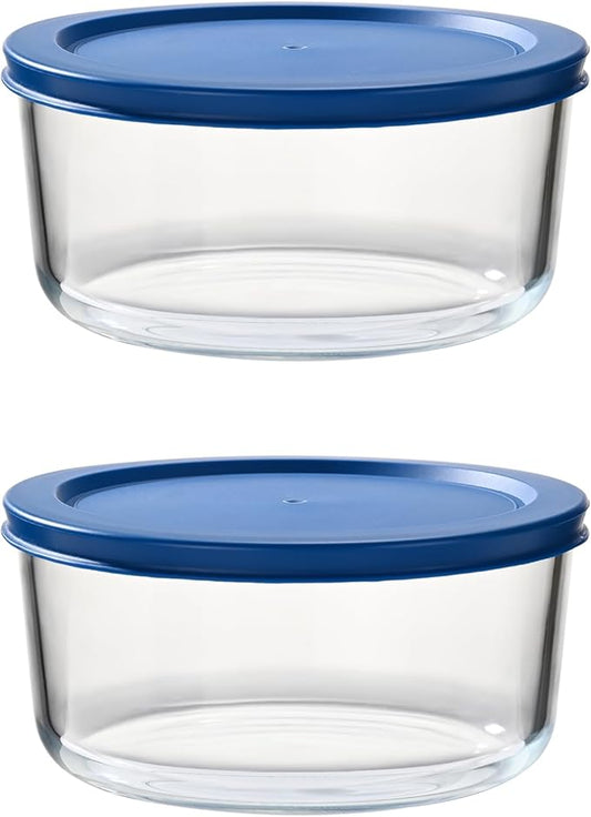 Fox Run Glass Yogurt Containers with Lids, Set of 2 Glass Bowls for Yogurt, Salads and Leftovers, 1 Quart Capacity Each