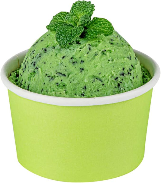 Restaurantware-Coppetta 5-Ounce Dessert Cups, 200 Disposable Ice Cream Cups - Lids Sold Separately, Sturdy, Light Green Paper Frozen Yogurt Bowls, For Hot And Cold Foods, Perfect For Gelato Or Mousse