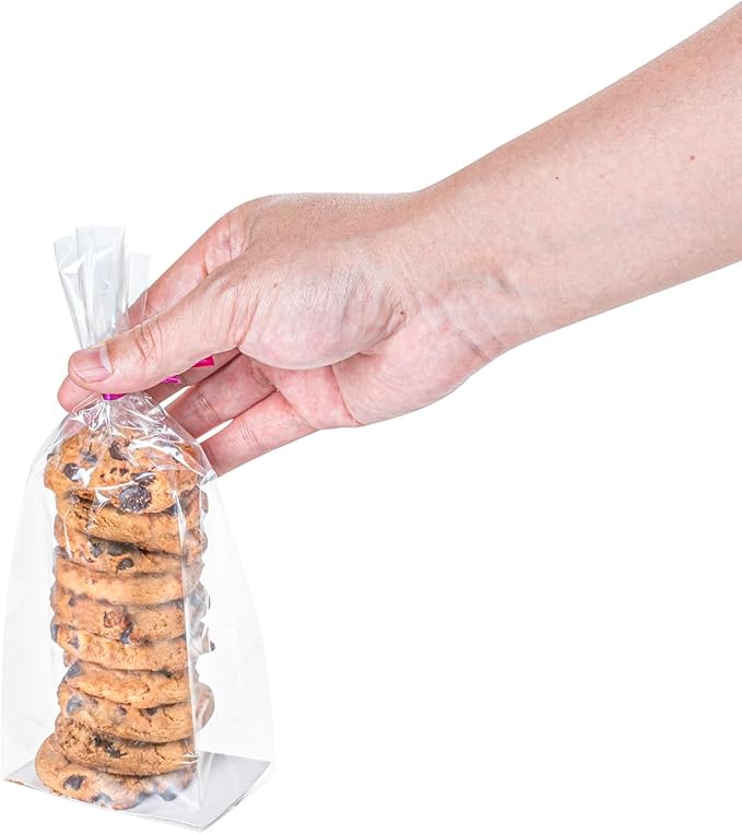Restaurantware Flat Bottom Heat Seal Sandwich Bags Heat Sealable Food Bags - Gusset Bag with Paper Insert - Clear - 3 x 2 x 8 Inch - 100ct Box - Bag Tek