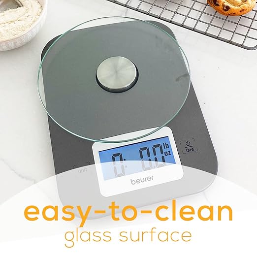 Beurer KS26 Kitchen Scale High Accuracy Digital Food Scales Weight Grams and Oz, 11 lbs Capacity, LCD Display, for Baking, Cooking, Meal Prep, Keto, Coffee Beans and More
