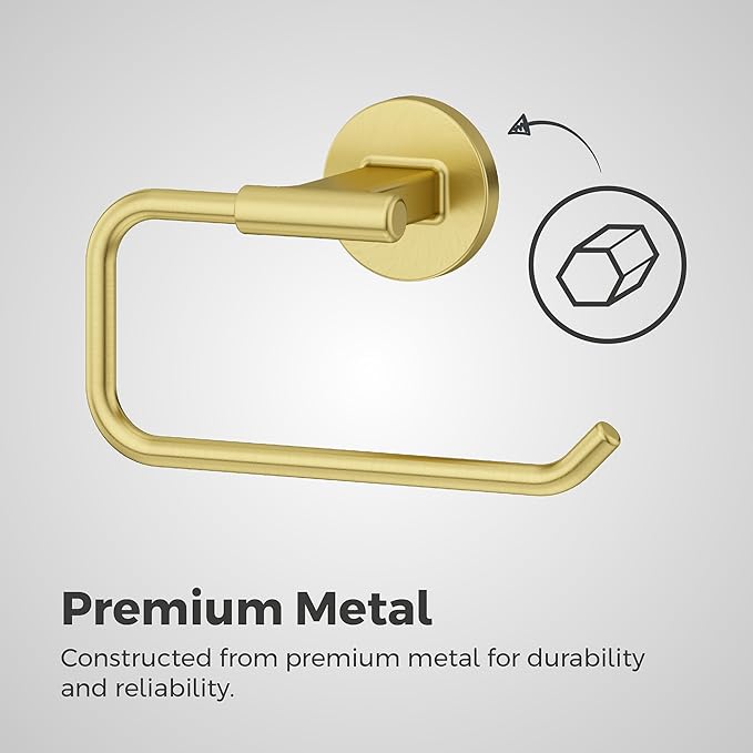 Pfister Capistrano Towel Ring, Hand Towel Holder for Bathroom, Wall-Mounted, Screw-in, Brushed Gold Finish, BRBCSO0BG