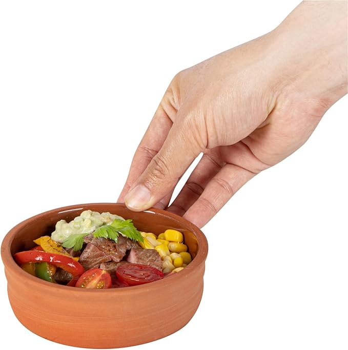 Restaurantware Terracotta Cazuela Bowls 2 Pack of 7 oz Durable Rustic Serving Dish Glazed Oven-Safe Bowl Freezer-Safe Tapas Dish Microwave-Safe Dishwasher-Safe