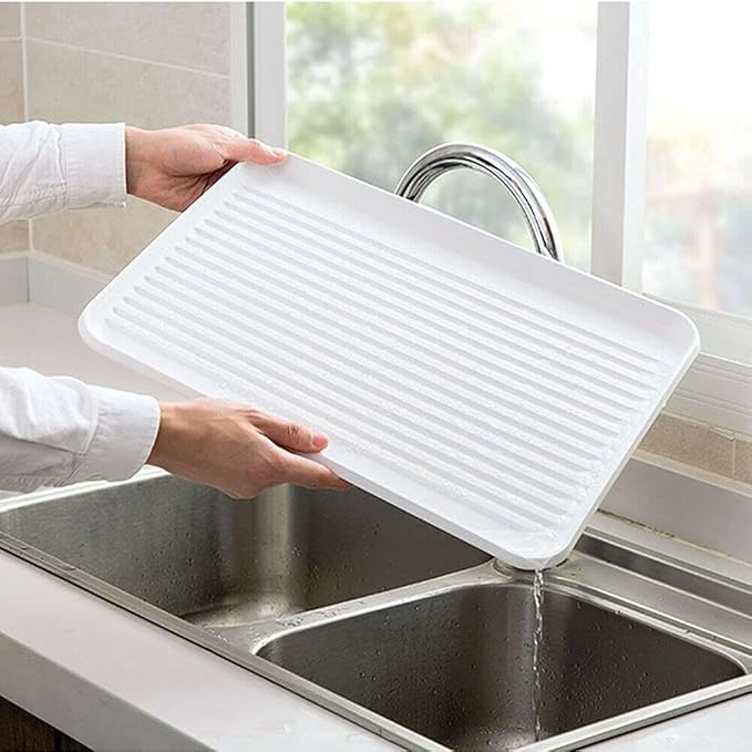 Kitchen Dish Drainer Cutlery Holder Plates Bowls Utensils Rack Drip Tray Sink