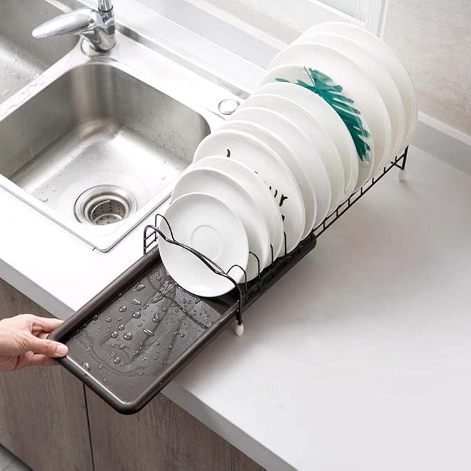 Iron Kitchen Dish Drying Rack Holder with Tray Tableware Storage Shelf Plate Dish Rack Drainer Cabinet Kitchen Organizer