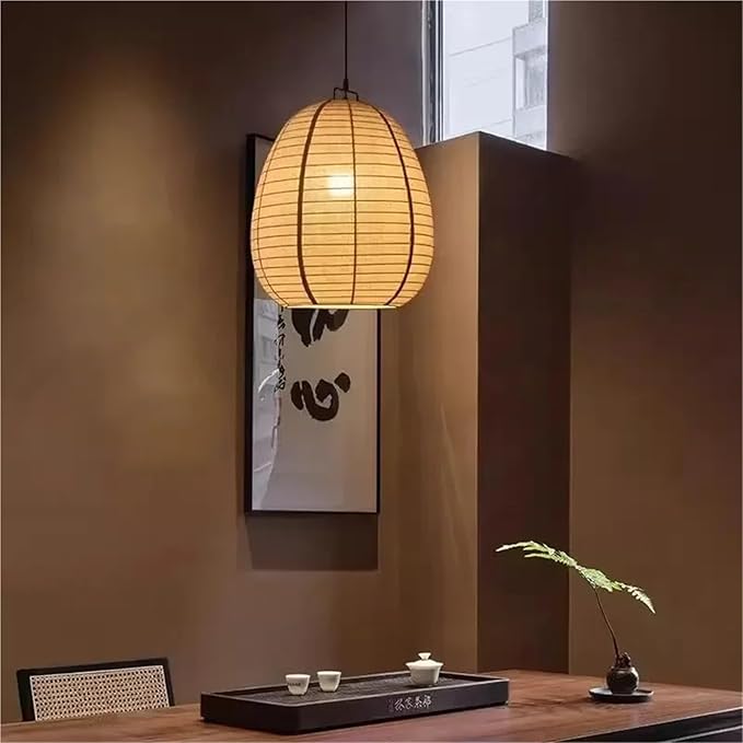 Japanese Retro White Fabric Pendant Light Living Dining Room Droplight Lighting Decor Bedroom Hanging Lamp,(D40cm)