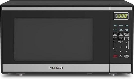 Farberware 1.6 Cu. Ft. Countertop Microwave Oven – 1100 Watts Power, Auto Cook Settings, Defrost, Easy Clean and Child Safety Lock - Stainless