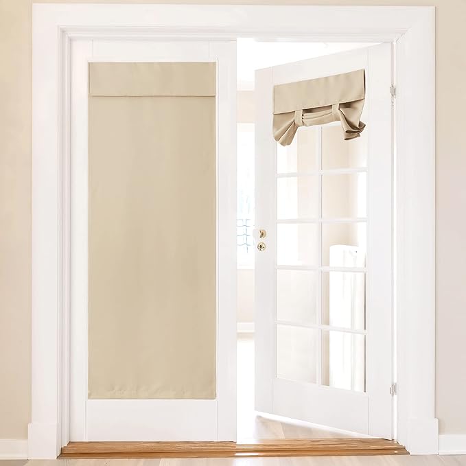 NICETOWN Door Curtains for Doorway Portable Travel Thermal Insulated Curtain Window Covers Privacy Blackout Window Curtain for French Door, 36 x 72 inches, 1 Panel, Biscotti Beige