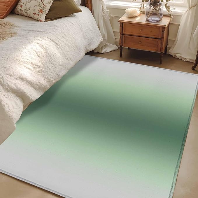 Area Rug 3x5ft, Rat Tail Green Gray Gradual Washable Rugs for Living Room Bedroom, Abstract Art Soft Non-Slip Area Rugs Rectangle Floor Carpet for Dining Room