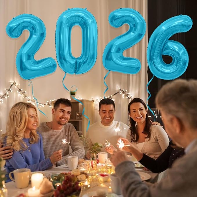 2026 Balloons, 40 Inch 2026 Number Balloons Blue 2026 Balloon Large Foil New Year Balloon Numbers 2026 Mylar Baloons for Birthday Christmas Graduation New Years Eve Party Supplies Decorations