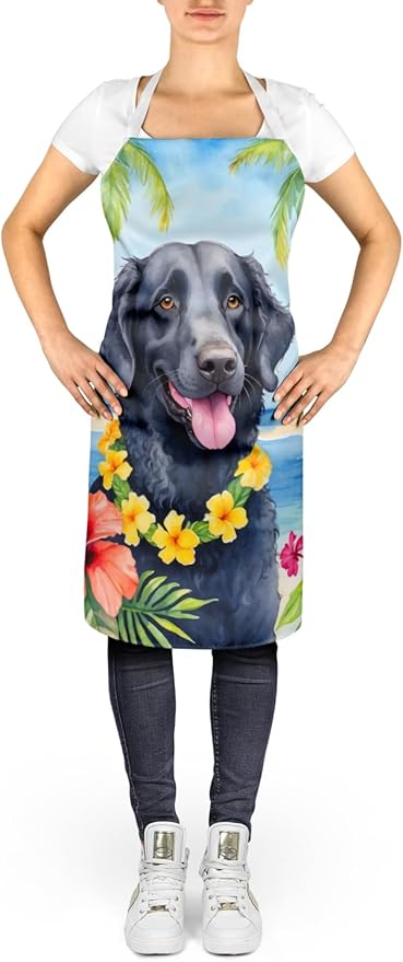 Caroline's Treasures Curly-Coated Retriever Luau Apron Cooking Kitchen Server Baking Crafts Gardening for Adult Women Men, Unisex, Large, Multicolor