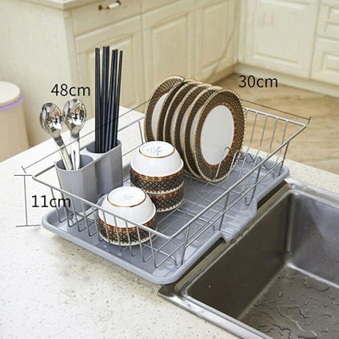 Large Dish Drainer Rack Kitchen Sink Washing Plate Cutlery Draining Board Holder