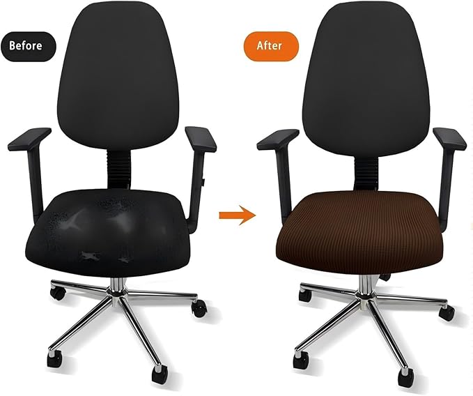 Newfashion Office Chair Seat Cover Universal Fit Stretch Washable Slipcover Protector for Desk Swivel Computer Chair (Coffee)