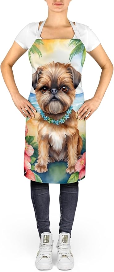 Caroline's Treasures Brussels Griffon Luau Apron Cooking Kitchen Server Baking Crafts Gardening for Adult Women Men, Unisex, Large, Multicolor