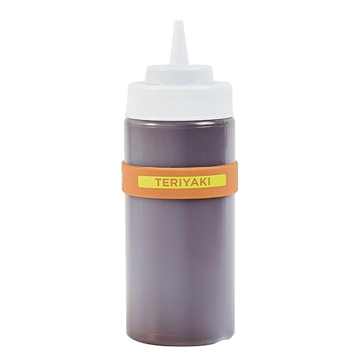 Restaurantware Silicone Squeeze Bottle Band 10 Count 2.75 Inch Dishwasher Safe Condiment Identification Band, Teriyaki Brown Non-Slip Label Band for Condiment Labeling at Restaurants, Food Trucks