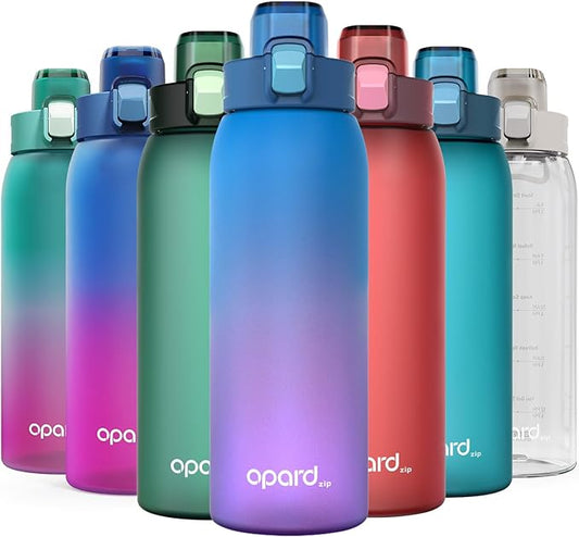 Opard Zip 30oz Plastic Water Bottle Dishwasher Safe, Leakproof Flip-Top Lid, BPA Free Tritan, Wide Mouth Reusable Sports Water Bottle for Gym Hiking Commuting Outdoor Travel and School