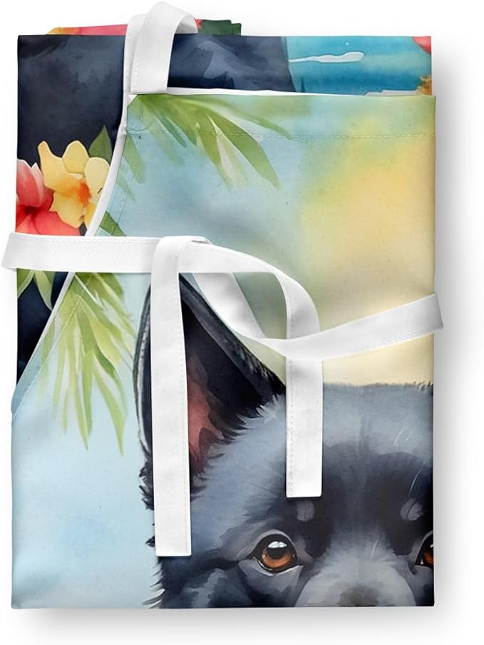 Caroline's Treasures Schipperke Luau Apron Cooking Kitchen Server Baking Crafts Gardening for Adult Women Men, Unisex, Large, Multicolor