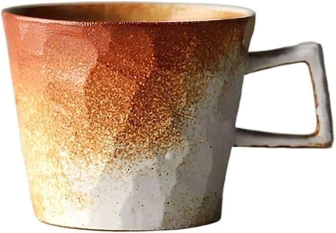 Latte Mug 280ML Coarse Pottery Coffee Cup Retro Mug Simple Household Irregular Section Kiln Change Process Hand Made Coffee Cup for Any Kitchen (Color : 1) (Brass)