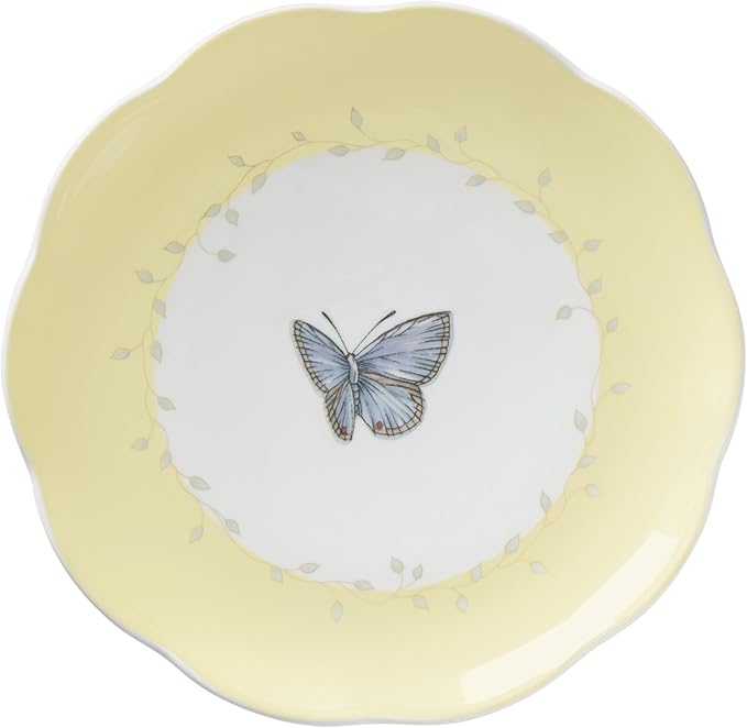 Lenox Dessert Plate Set, Lenox Butterfly Meadow Collection 4-Piece Dessert Porcelain Plates Set, Service For 4, Dishwasher & Microwavable Plate, Small Plates, 8 x 8-Inch, Spring Dishes (4 Piece)