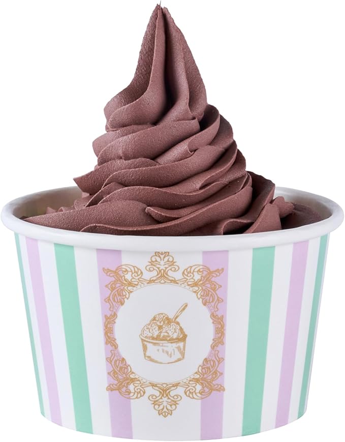 Coppetta 8 Ounce Dessert Cups, 200 Greaseproof Ice Cream Cups - Lids Sold Separately, For Hot And Cold Foods, Purple And Blue Stripe Paper Yogurt Bowls, Disposable, Sturdy - Restaurantware