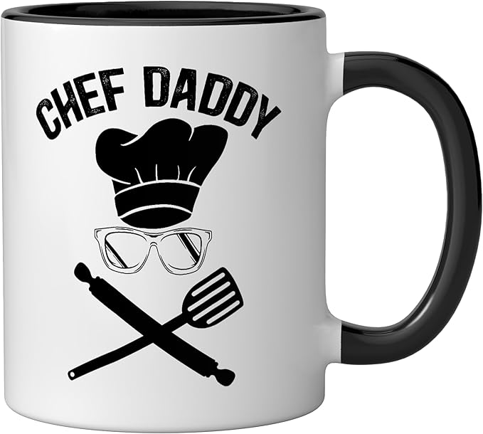 Chef Daddy Best Dad Ever Culinary Cooking Baking Fathers Day Ceramic Mug, Black/White