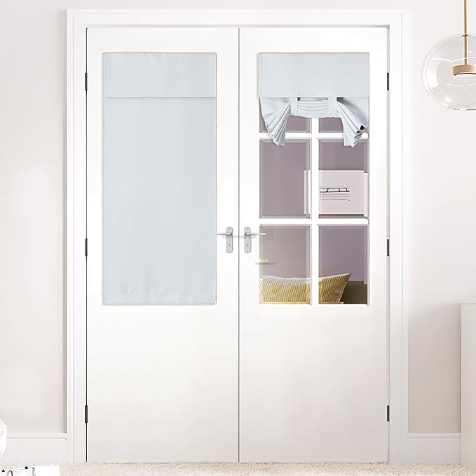 NICETOWN French Door Curtains - Front Door Shade for Small Window, Privacy Shades for Sidelight Curtains, Thermal Insulated Side Window Covering, W26 X L50, Greyish White, 1 Pc