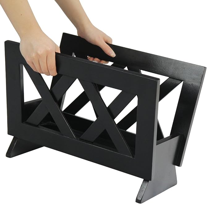 Oceanstar Contemporary Wood Magazine Rack, Black