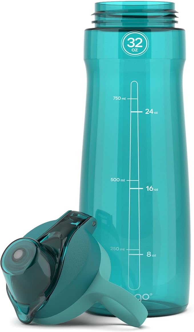 Pogo Plastic Water Bottle with Chug Lid and Carry Handle, Reusable, BPA Free, Dishwasher Safe, Perfect for Travel, School, Outdoors, and Gym | 18oz, 32oz, 40oz, 64oz