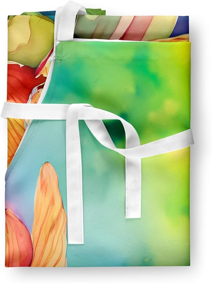 Caroline's Treasures Orchids in Watercolor Apron Cooking Kitchen Server Baking Crafts Gardening for Adult Women Men, Unisex, Large, Multicolor