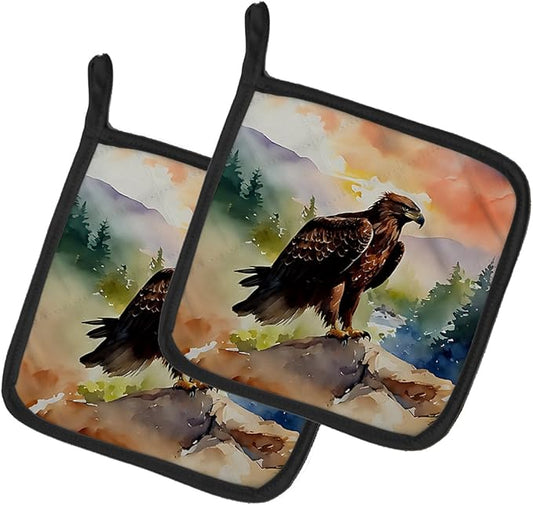 Caroline's Treasures Eagle Pair of Pot Holders Kitchen Heat Resistant Pot Holders Sets Oven Hot Pads for Cooking Baking BBQ, 7 1/2 x 7 1/2