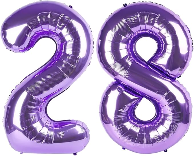 40 Inch Birthday Balloons 28 Number Baloons for Happy Birthday Decorations Party Supplies, Purple Balloons for Celebration, Graduation, Photo Prop