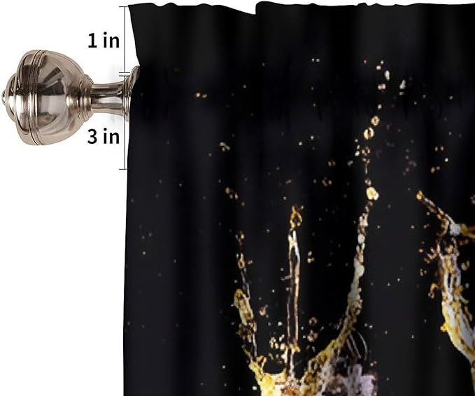 Whiskey Curtain Valance, Western Alcohol Splash Rustic Farmhouse Short Window Treatment for Kitchen Dining Cafe Pub Bar Bedroom Living Room, 54x18Inch