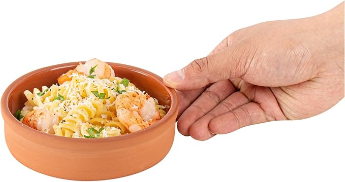 Restaurantware-Terra Tek 8.8 Ounce Terracotta Cazuelas, 2 Brown Glazed Clay Pots For Cooking - Oven-Ready, Microwavable, Terracotta Serving Pots, Dishwashable, For Cooking And Serving